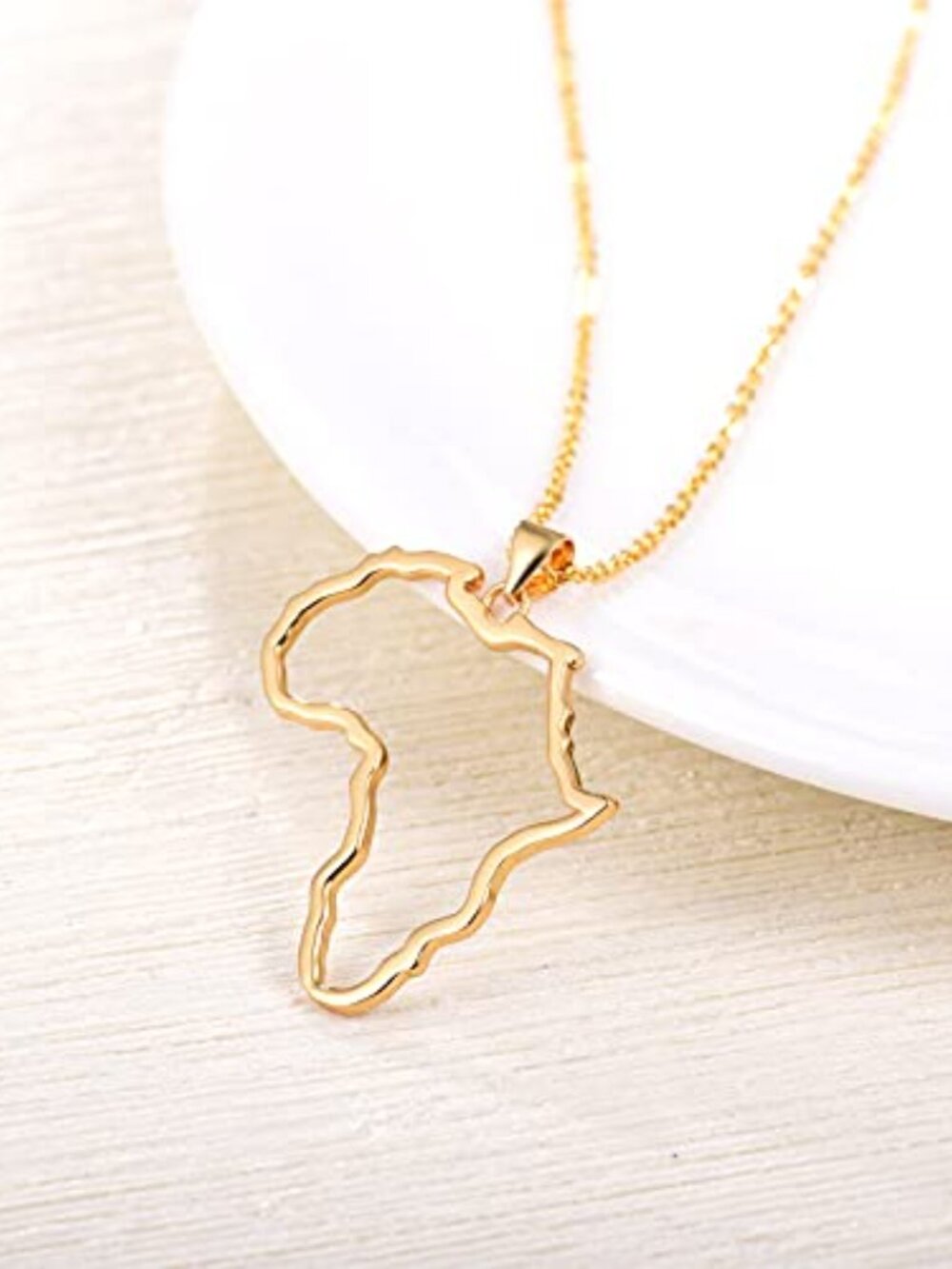 New - Women's Minimalist Africa Map Pendant Necklace, Trendy Personalized Africa